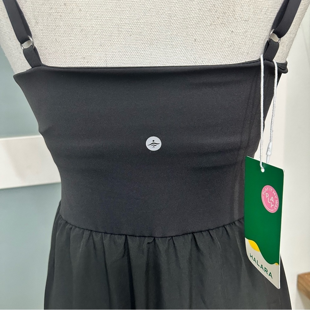 HALARA High Low Flowy Black Midi Quick Dry Dress Small Athleisure Casual NWT - Picture 3 of 7